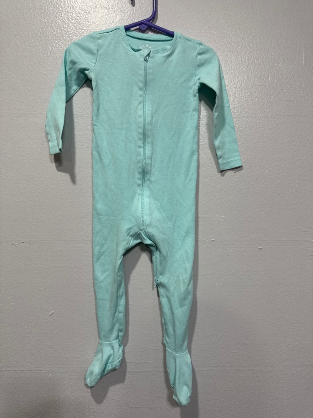 Primary Baby unisex sleepsuit footie mint color size 12-18 months organic cotton